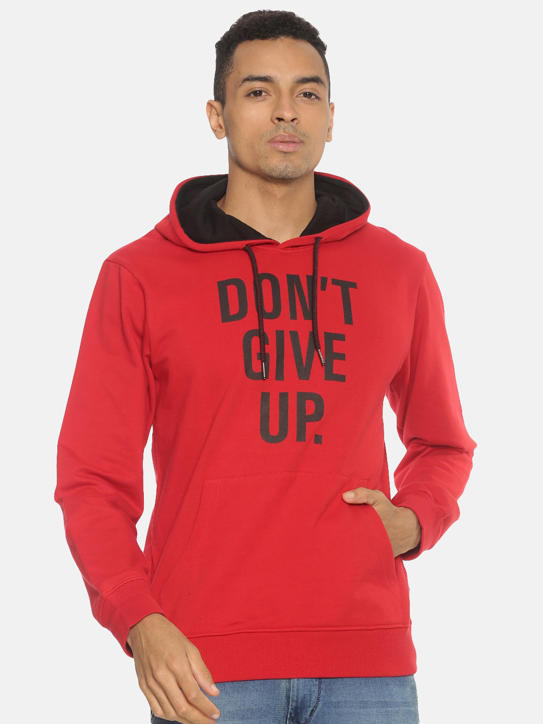 

Chennis Men Red Printed Hooded Sweatshirt