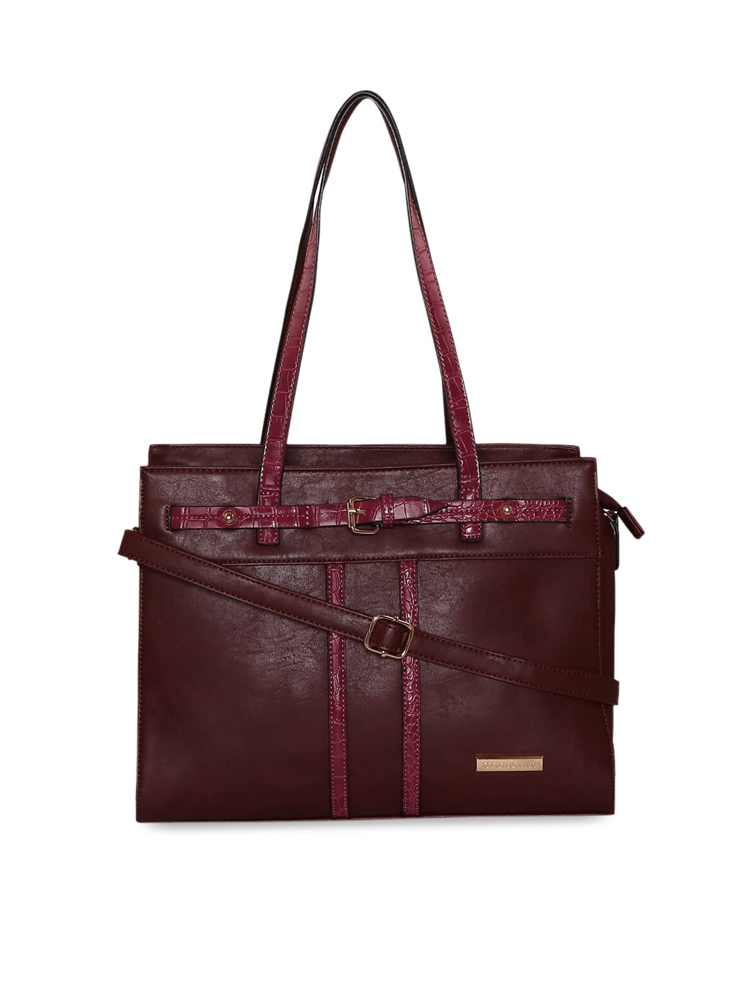 

GIORDANO Maroon Solid Tote Bag