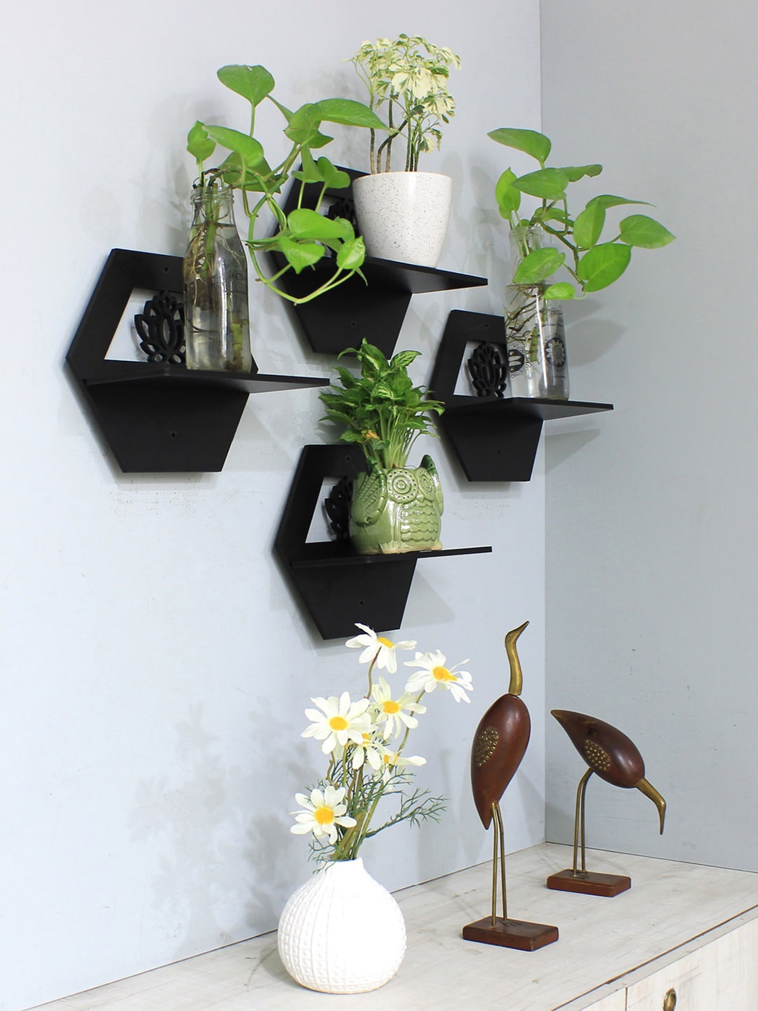 

RANDOM Black Set of 4 MDF Basic Wall Shelf