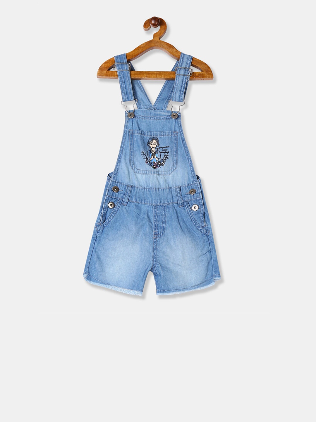 

Cherokee Girls Blue Solid Dungarees