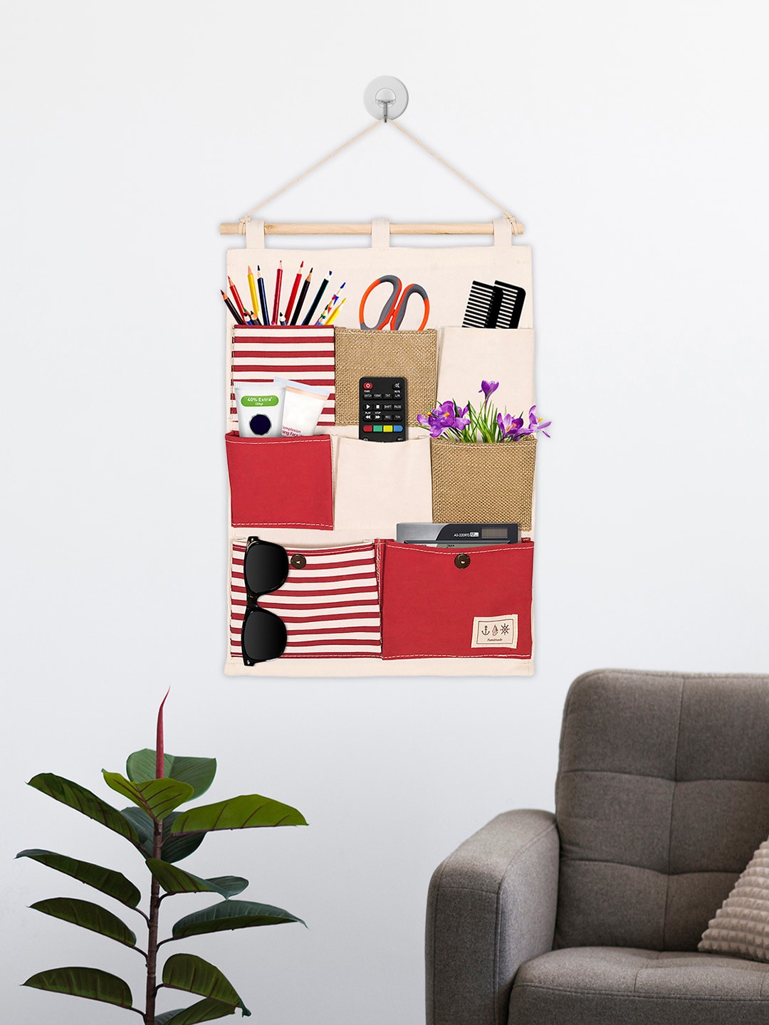 

Story@home Pink & Red Wall Hanging Organiser