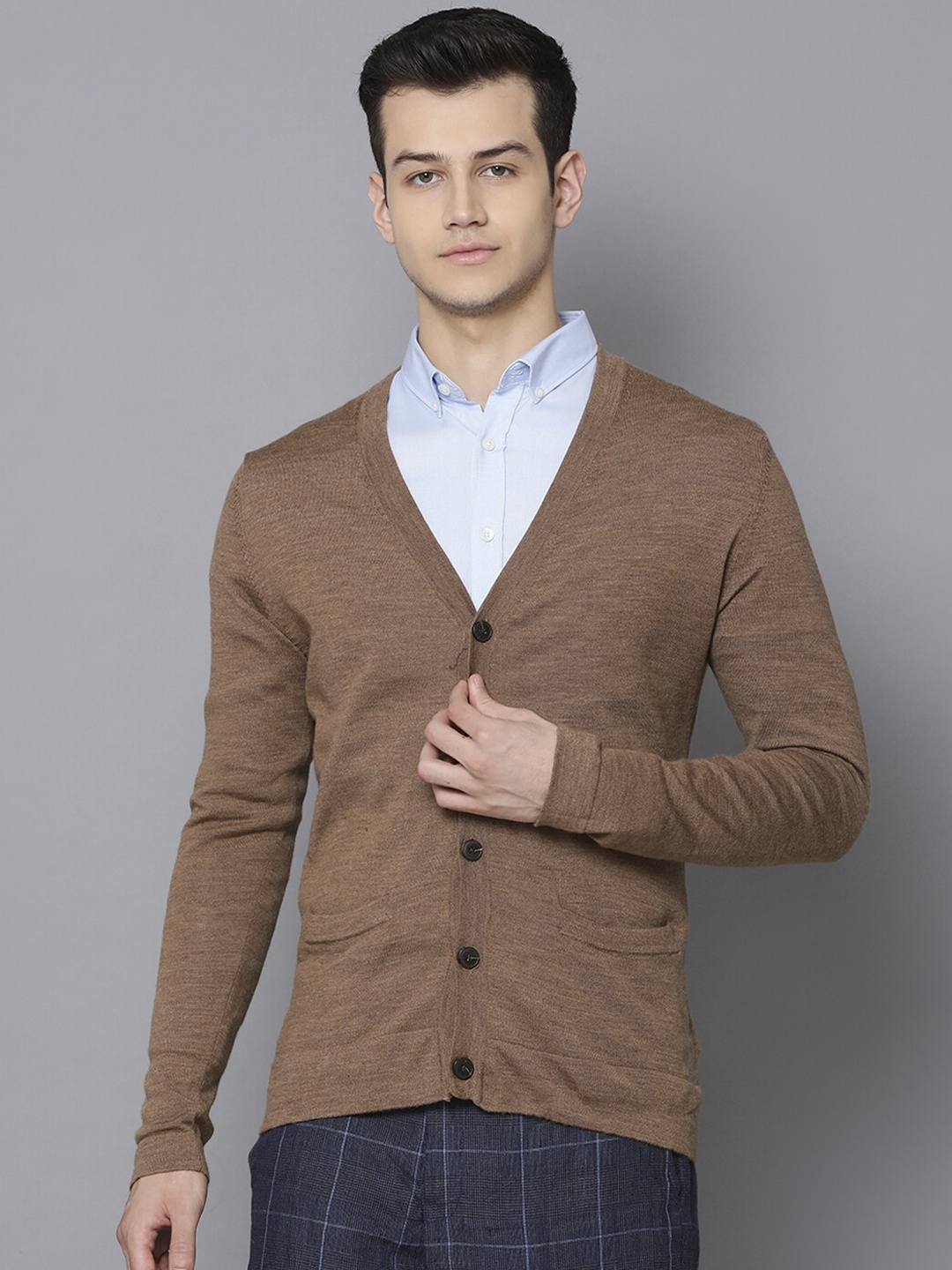 

LINDBERGH Men Brown Solid Cardigan Sweater