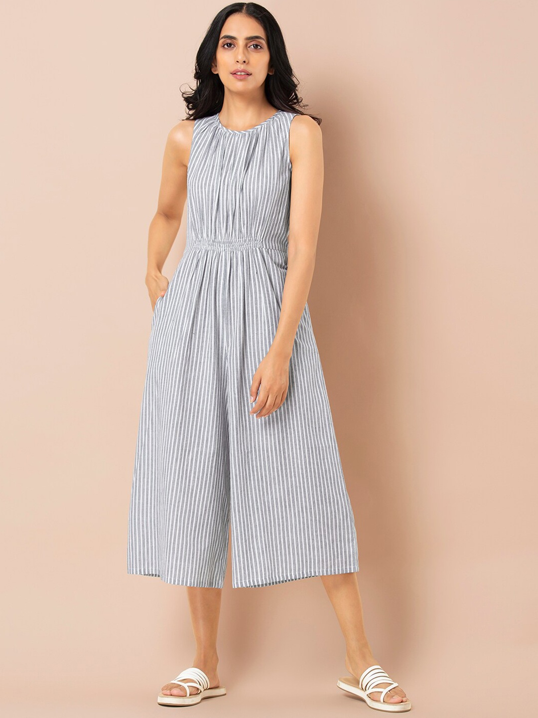 

INDYA Women White & Black Striped Playsuit