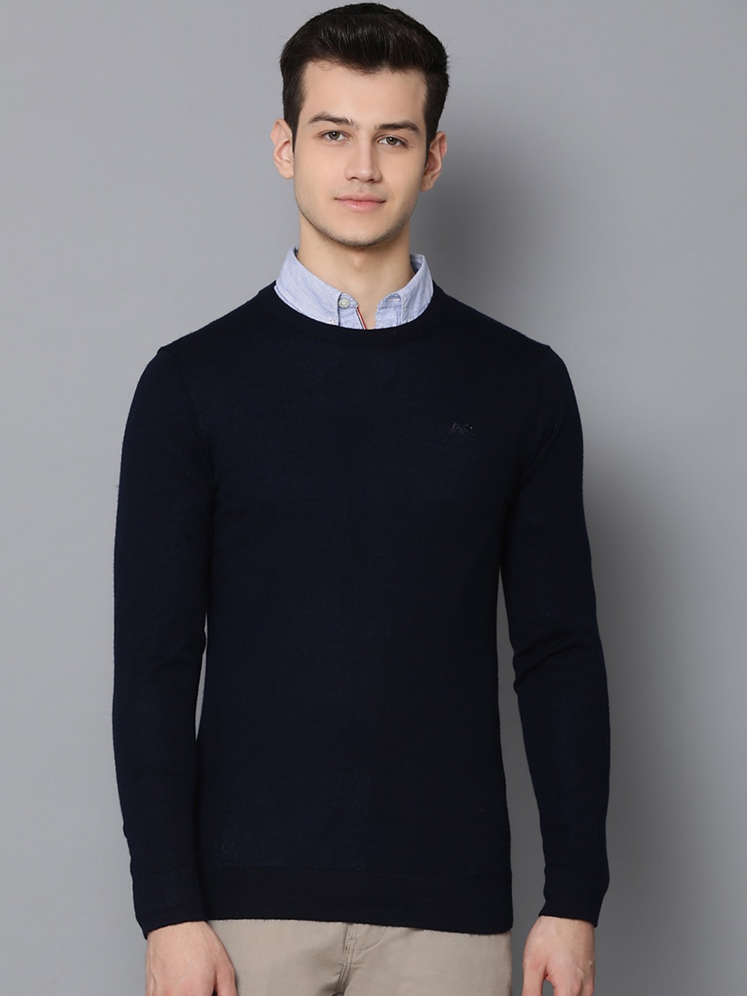 

LINDBERGH Men Navy Blue Solid Pullover Sweater