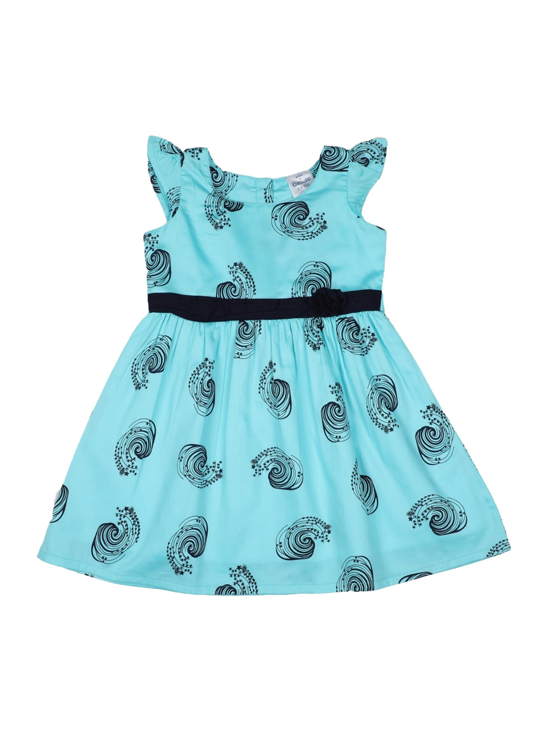 

Doodle Girls Turquoise Blue Printed A-Line Dress