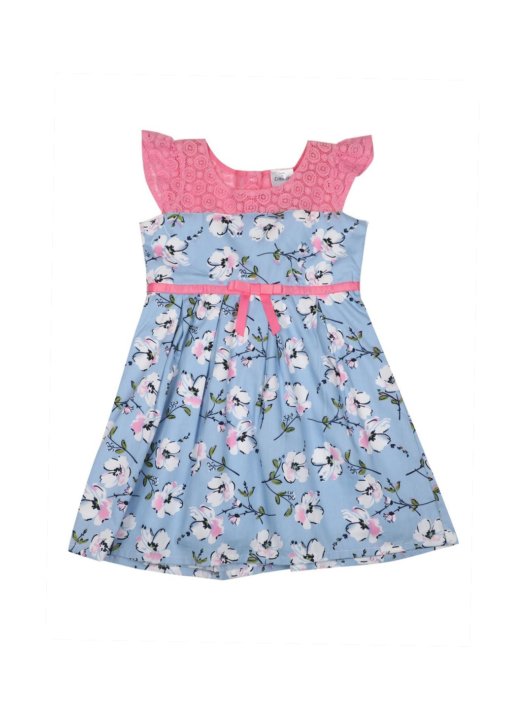 

Doodle Girls Blue Floral Printed Fit and Flare Dress