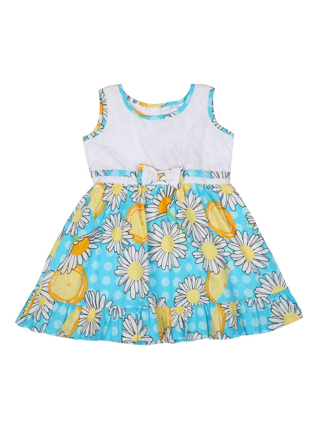 

Doodle Girls Blue & Yellow Floral Printed A-Line Dress