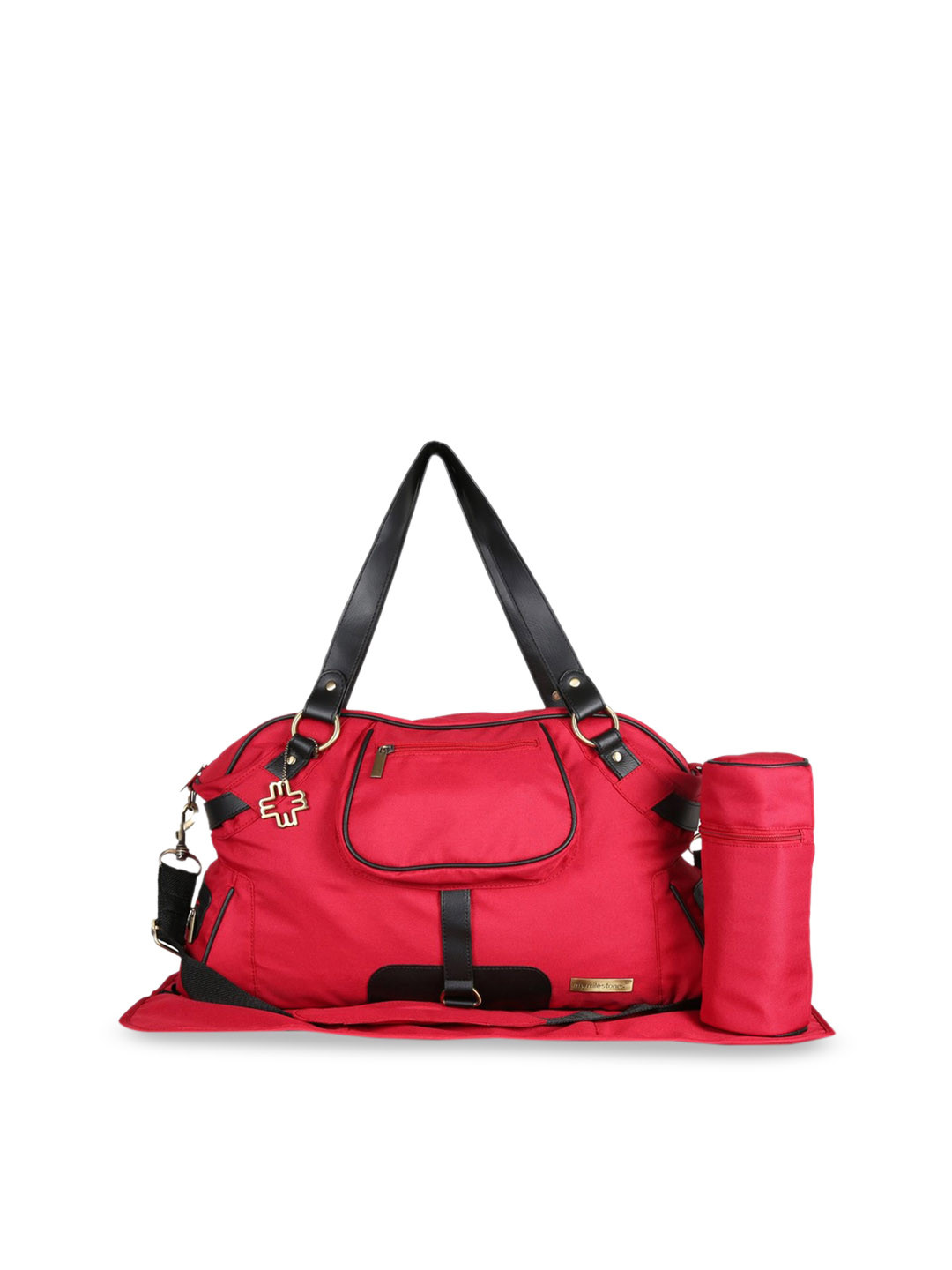 

My Milestones Red Solid Shoulder Diaper Bag with Bottle Holder & Changing Mat