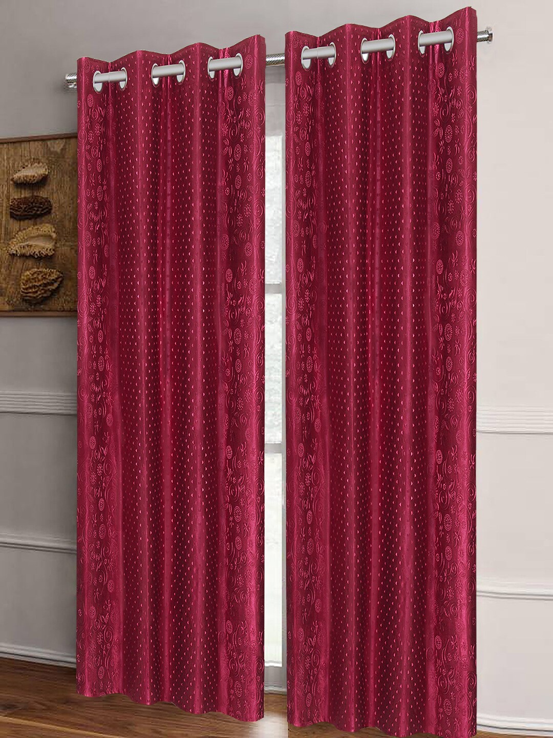 

Good Homes by Home Candy Maroon Set of 2 Long Door Curtains