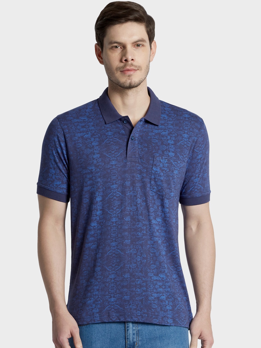 

ColorPlus Men Blue Printed Polo Collar T-shirt