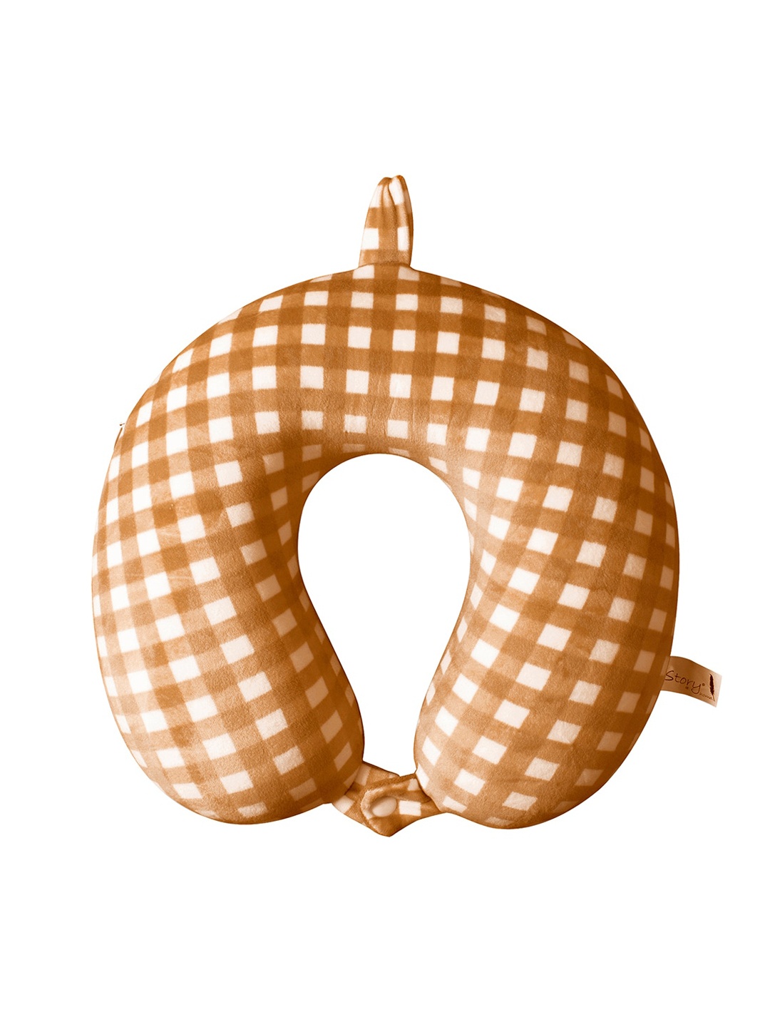 

Story@home Unisex Brown & White Checked U-Shaped Memory Foam Travel Neck Pillow
