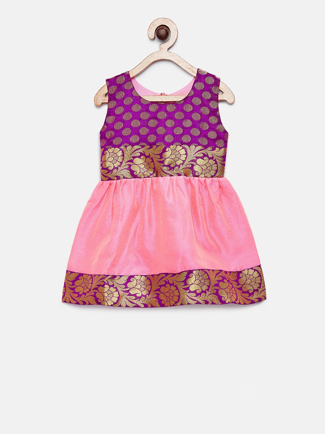 

MANY FROCKS & Girls Purple Printed Fit and Flare Dress