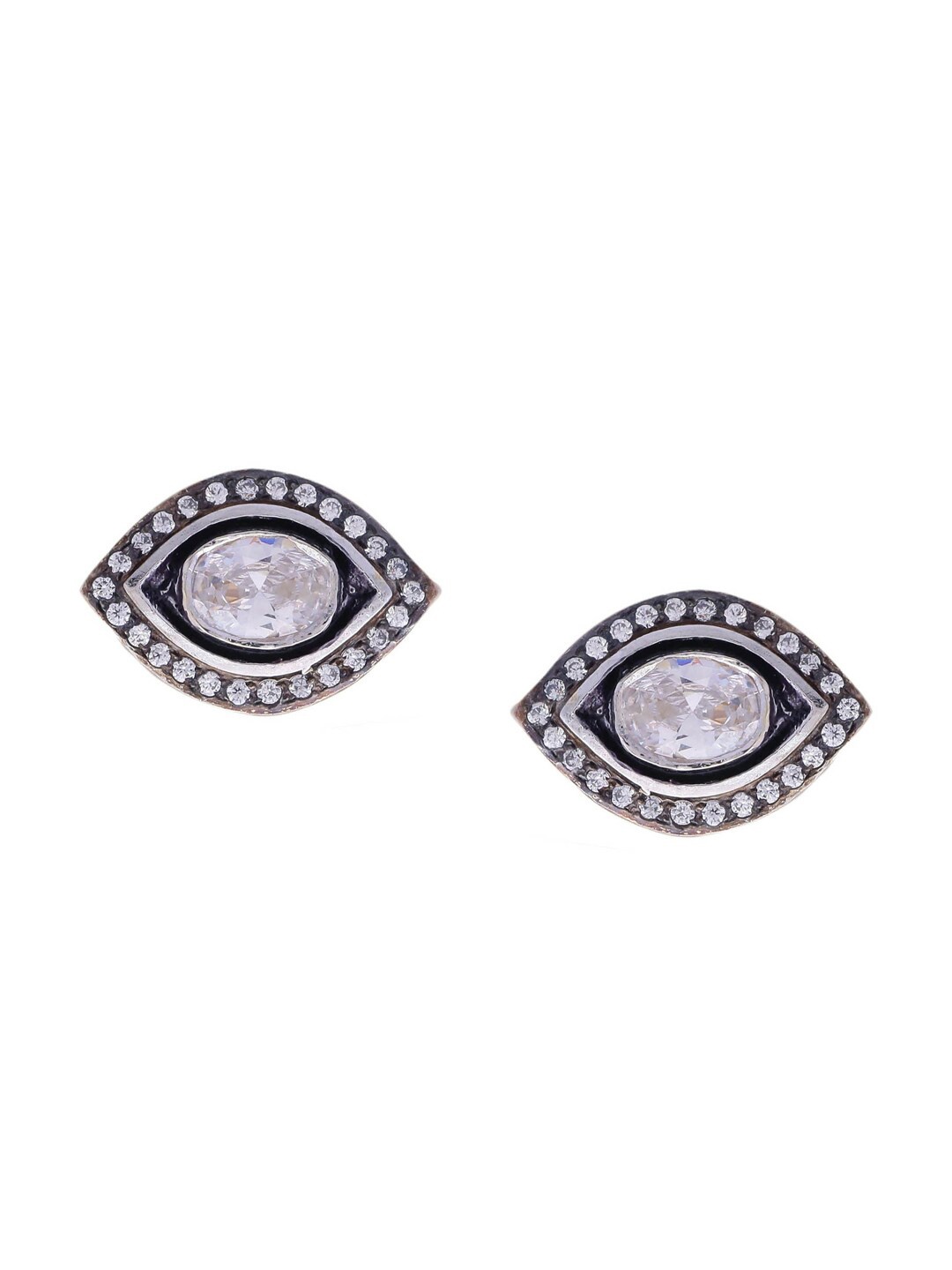 

Tistabene Rhodium-Plated Silver-Toned & Black Geometric Studs