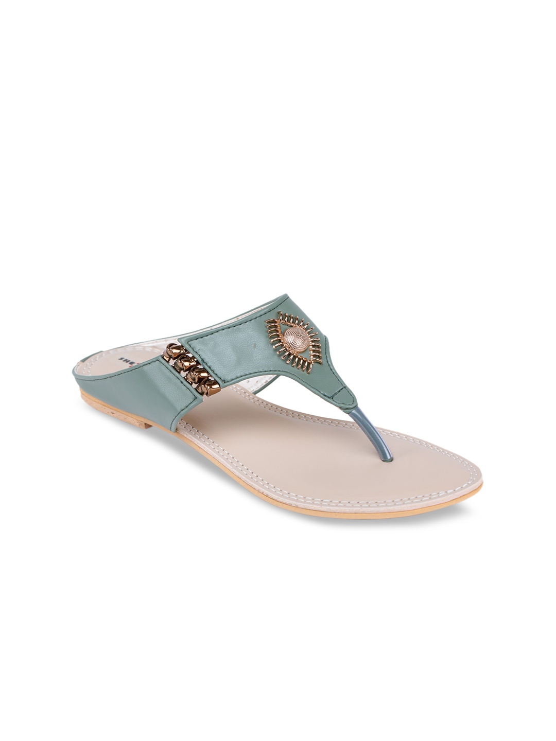 

Shezone Women Green Printed T-Strap Flats