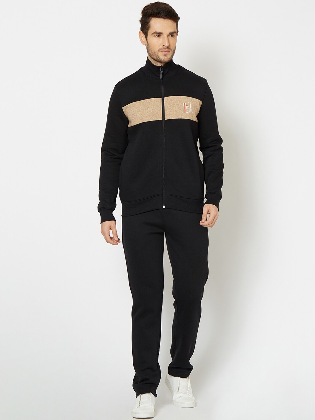 

Sweet Dreams Men Black & Beige Sleepwear Tracksuit