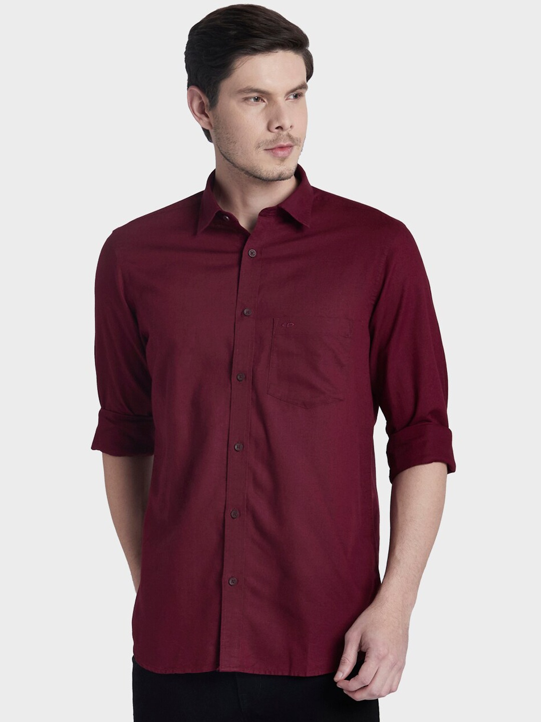 

ColorPlus Men Maroon Tailored Fit Solid Casual Shirt