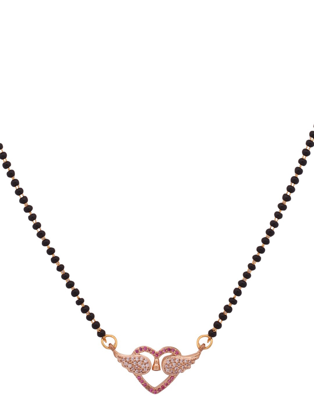

Shoshaa Gold-Plated Black & White Stone-Studded Beaded Mangalsutra