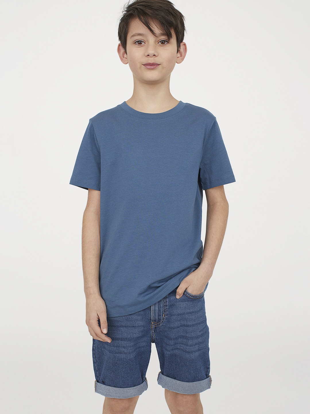 

H&M Boys Blue Solid Denim Shorts Slim Fit