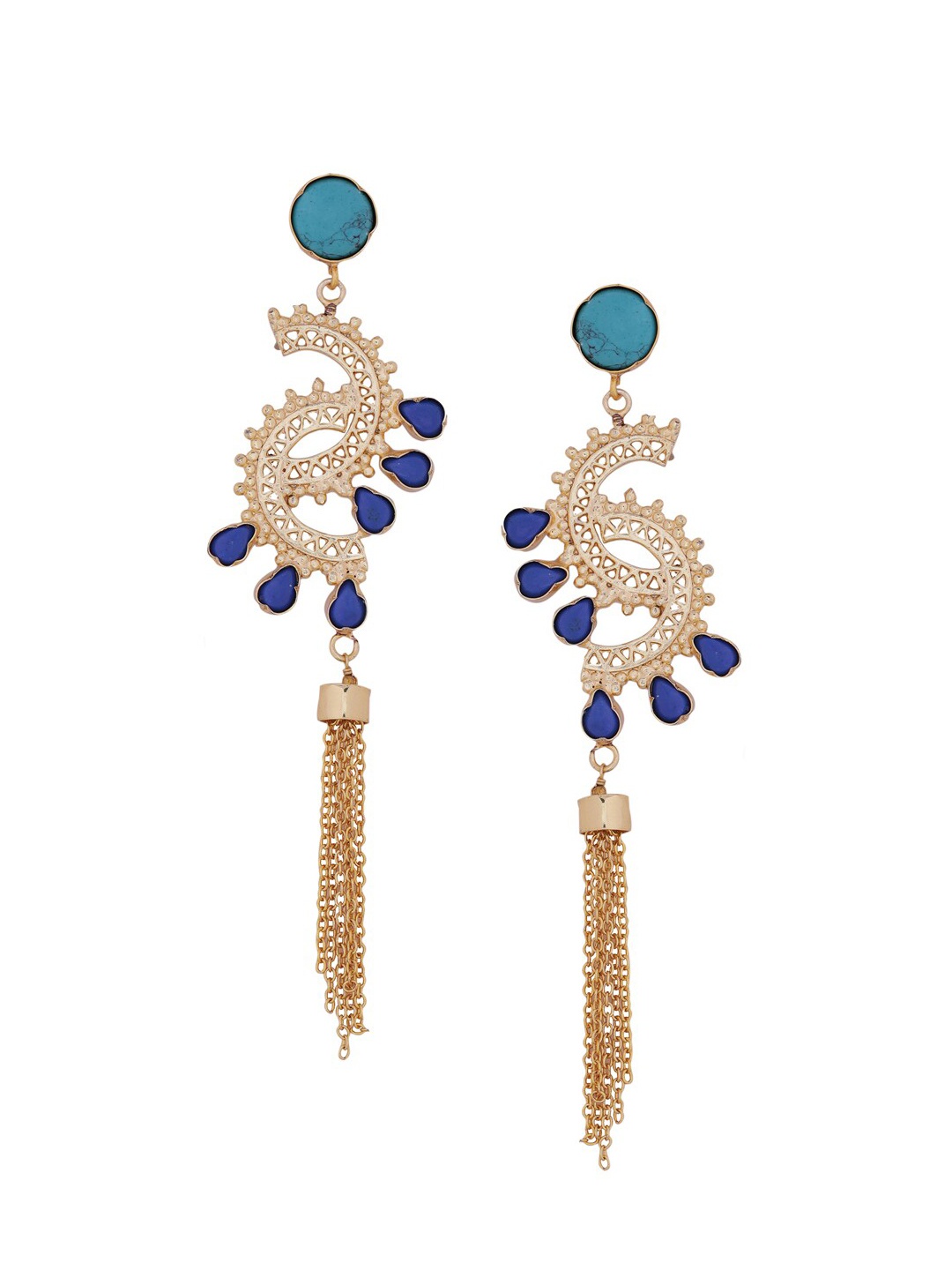 

Tistabene Gold-Plated & Blue Contemporary Drop Earrings