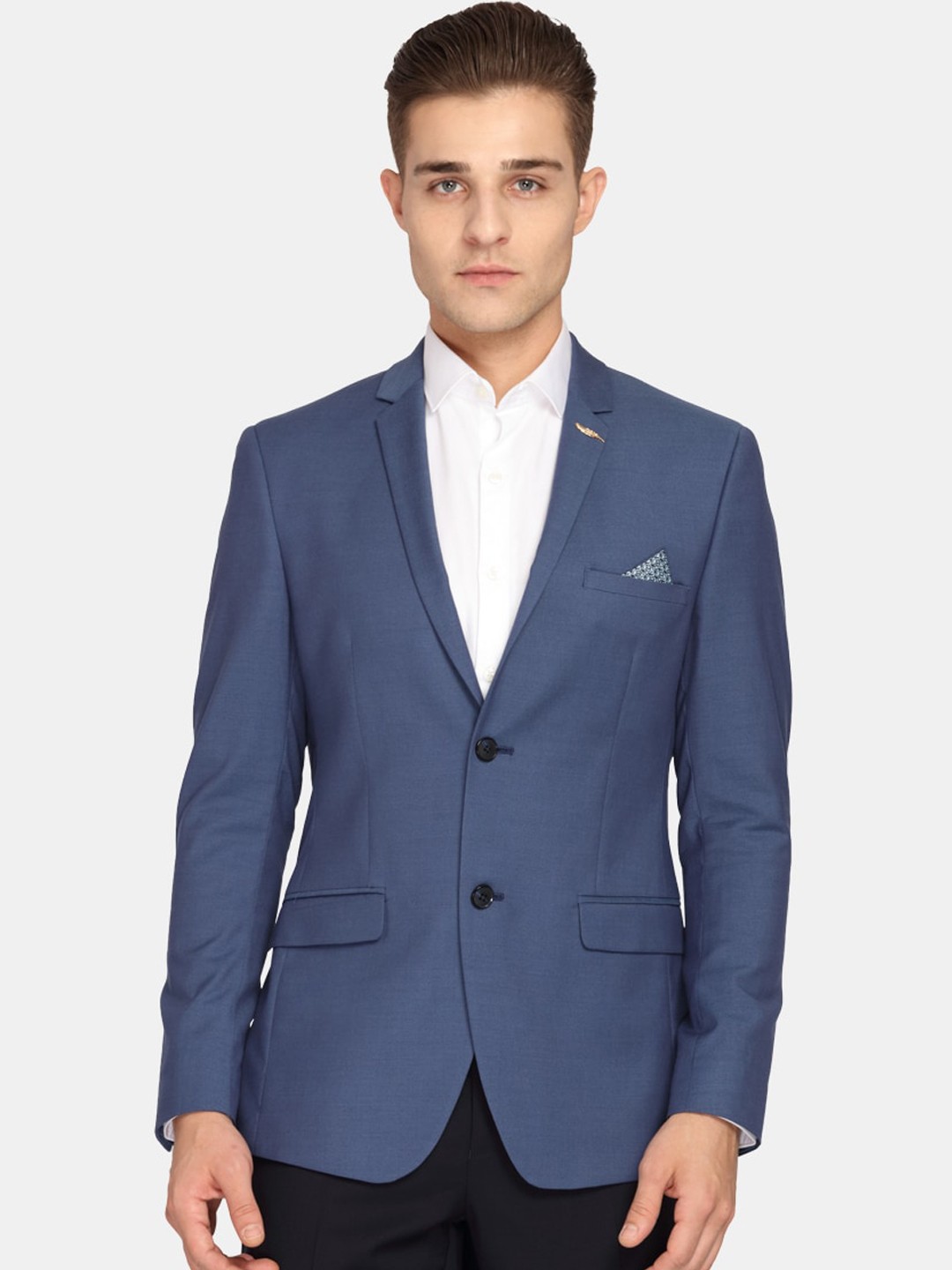 

Theme Men Blue Solid Super Slim-Fit Single-Breasted Party Blazer