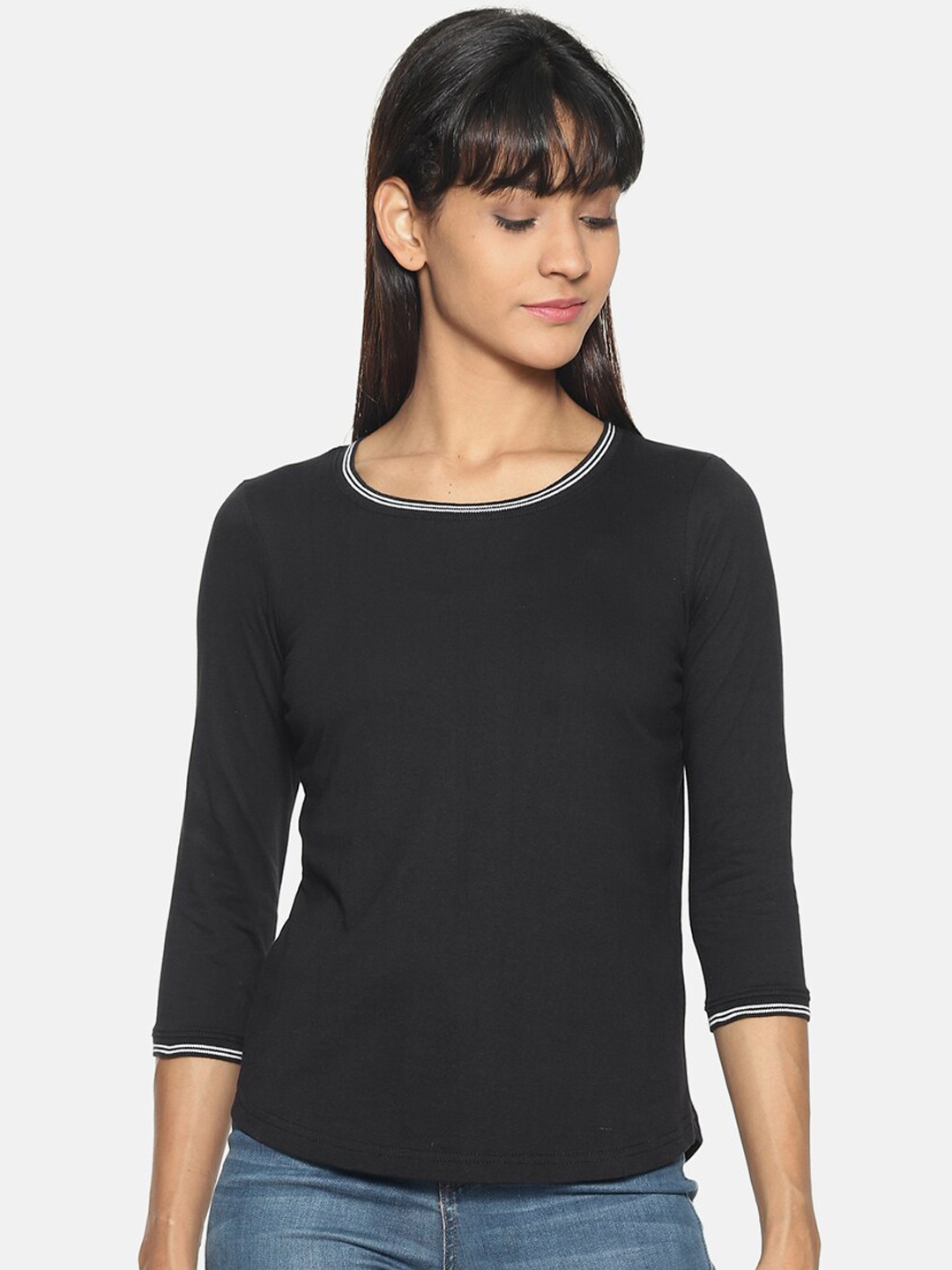 

Kryptic Women Black Solid Pure Cotton T-shirt