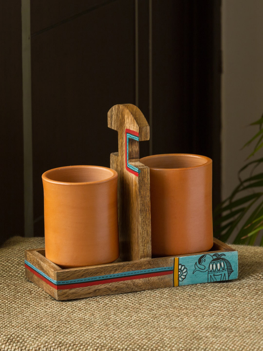 

ExclusiveLane Brown & Beige Set of 2 Solid Terracotta Mugs 270 ML Each