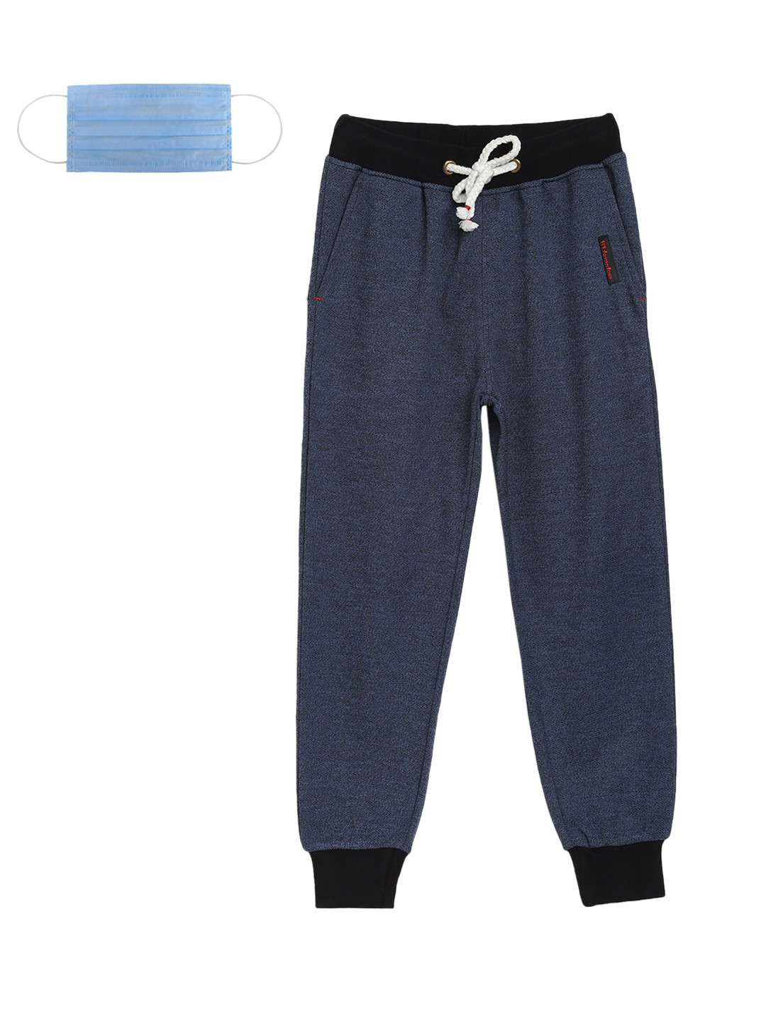 

Lil Tomatoes Boys Navy Blue Textured Straight-Fit Joggers
