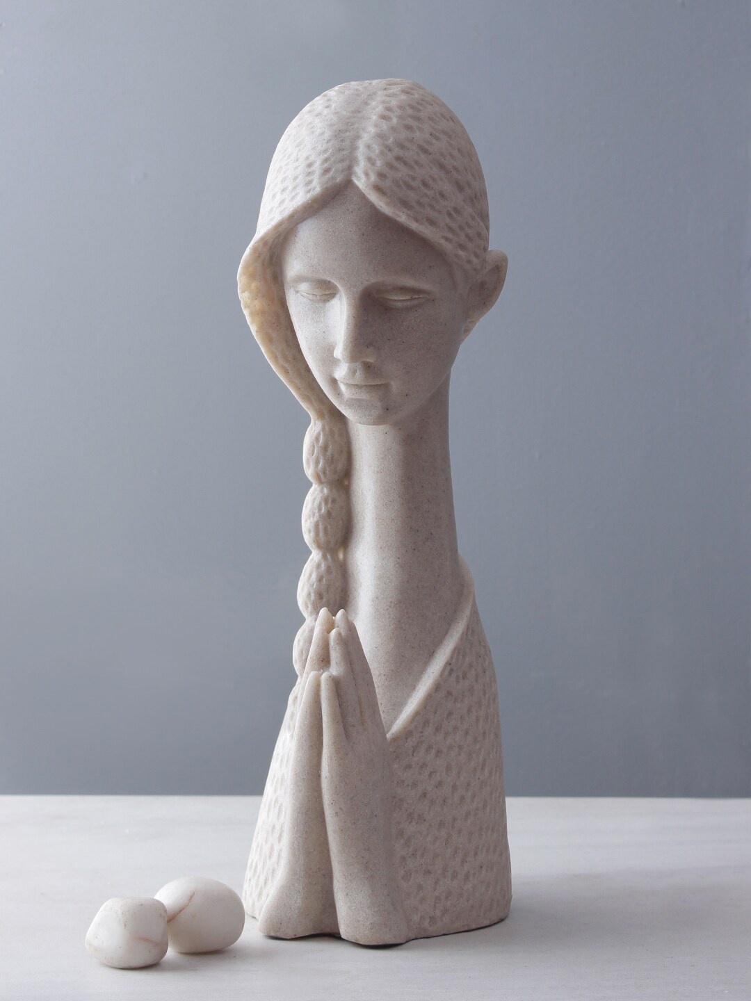 

TAYHAA Cream-Coloured Lady Figure Depicting Indian Tradition Showpiece