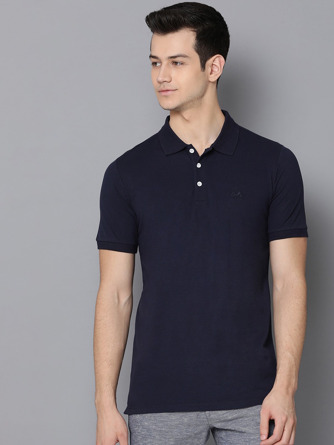 

LINDBERGH Men Navy Blue Solid Polo Collar T-shirt