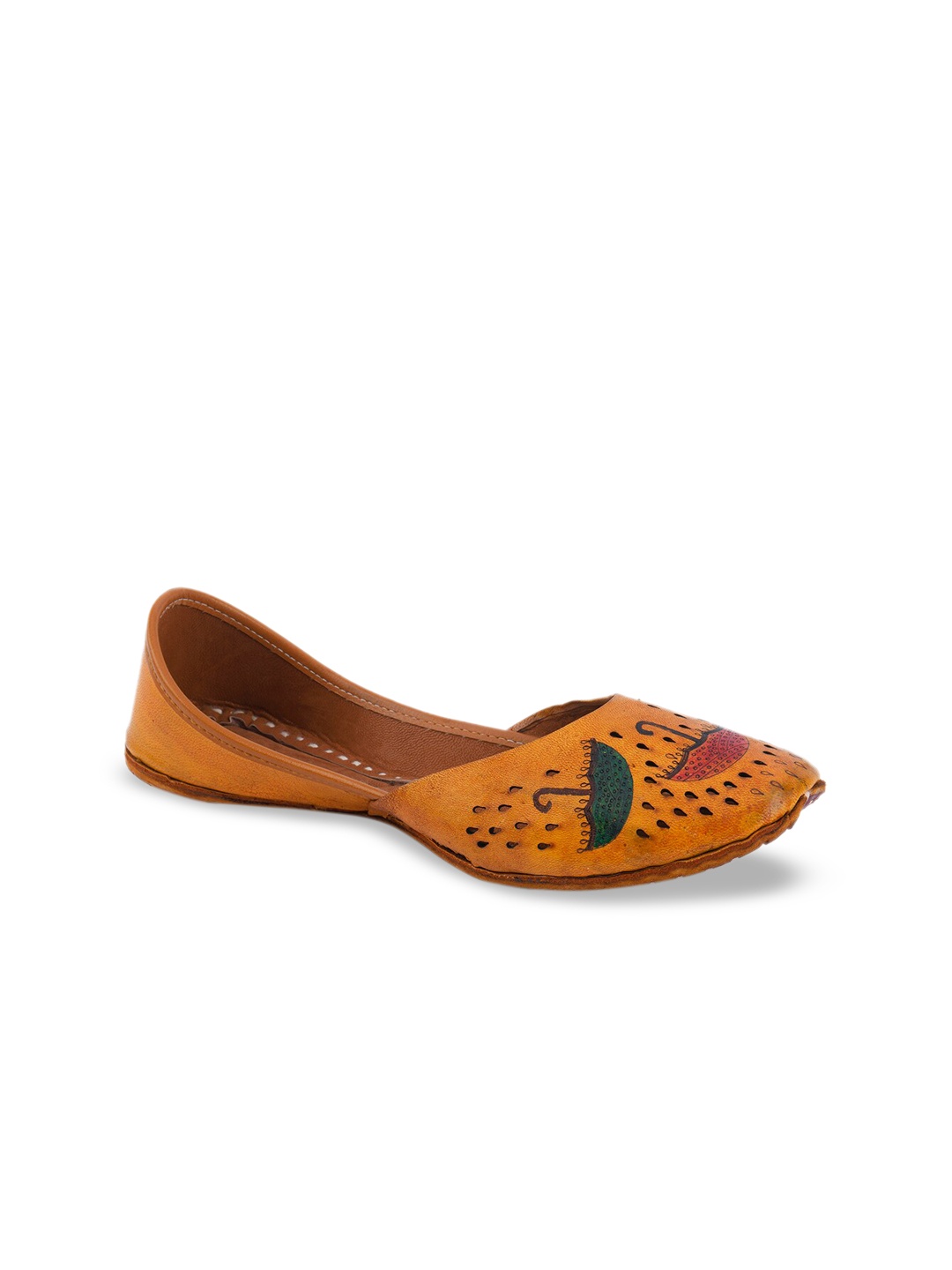 

DESI COLOUR Women Tan Brown Solid Leather Mojaris