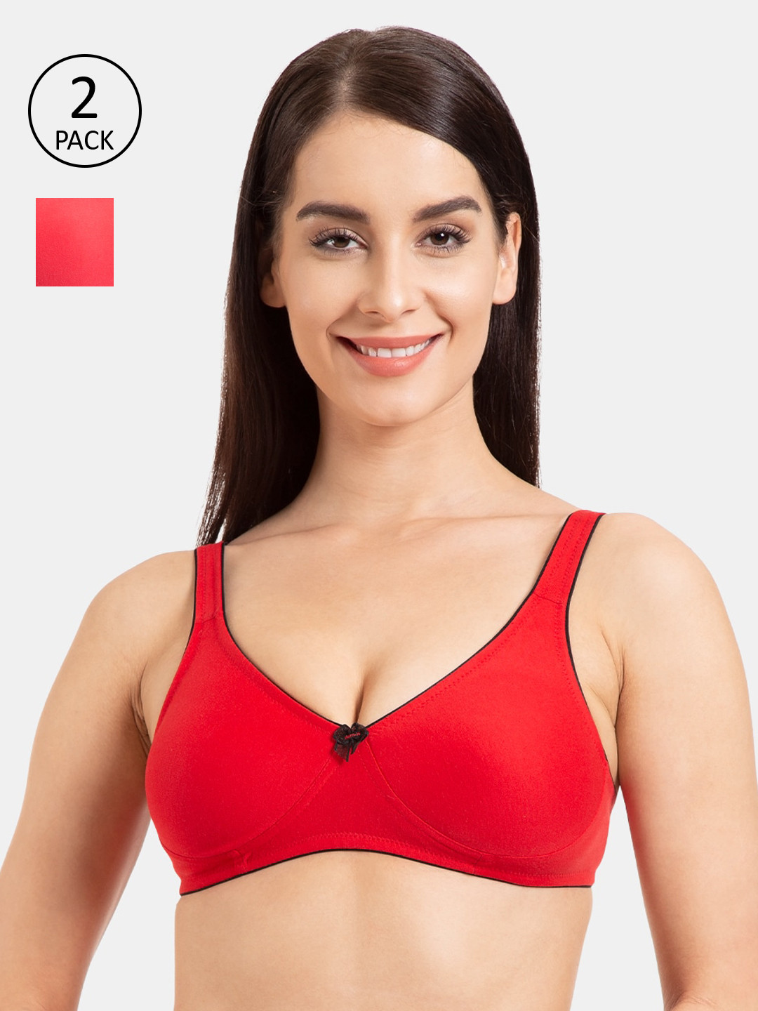 

Tweens Pack of 2 Red Solid Non-Wired Non Padded T-shirt Bra