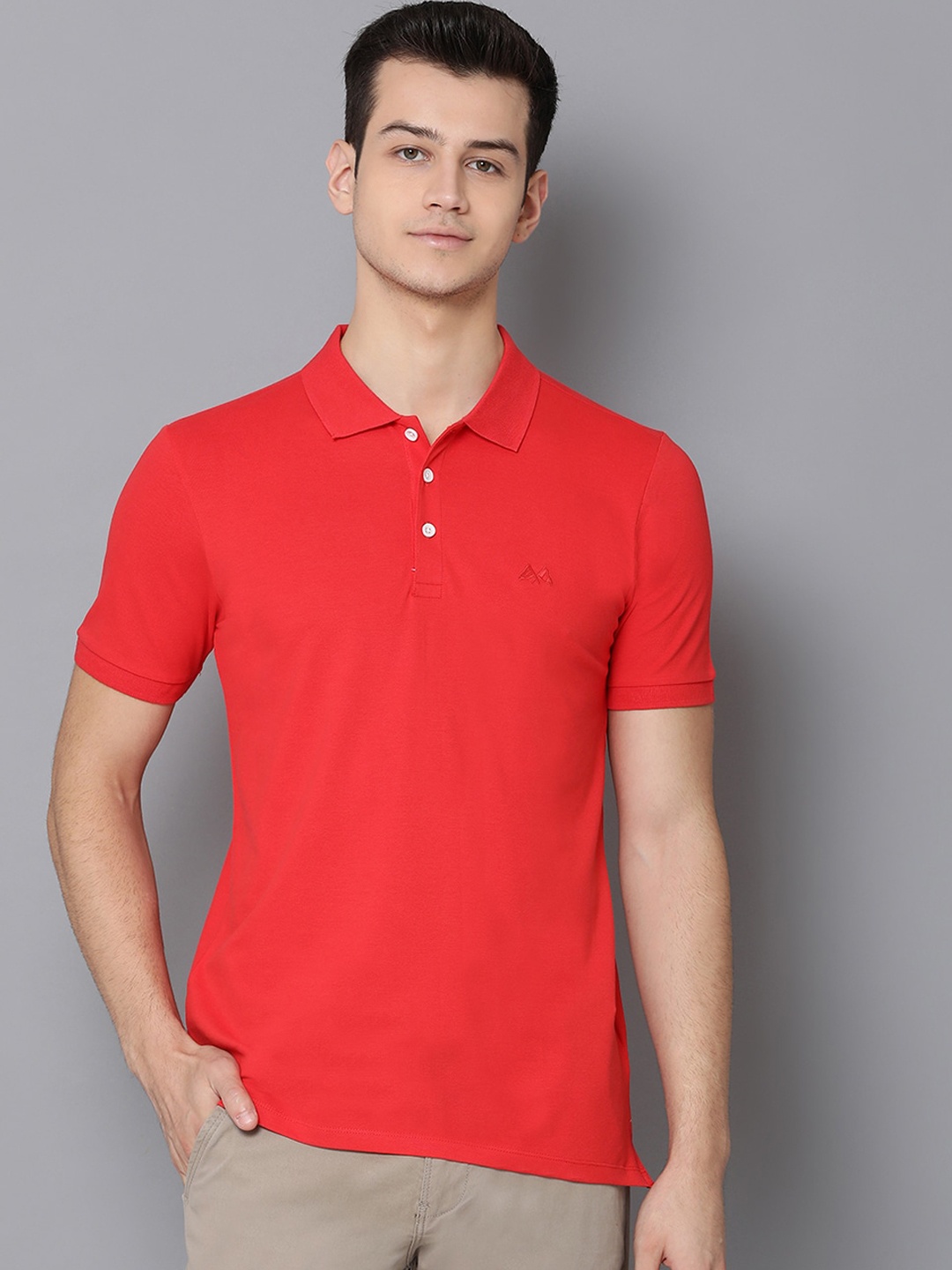 LINDBERGH Men Red Solid Polo Collar T-shirt