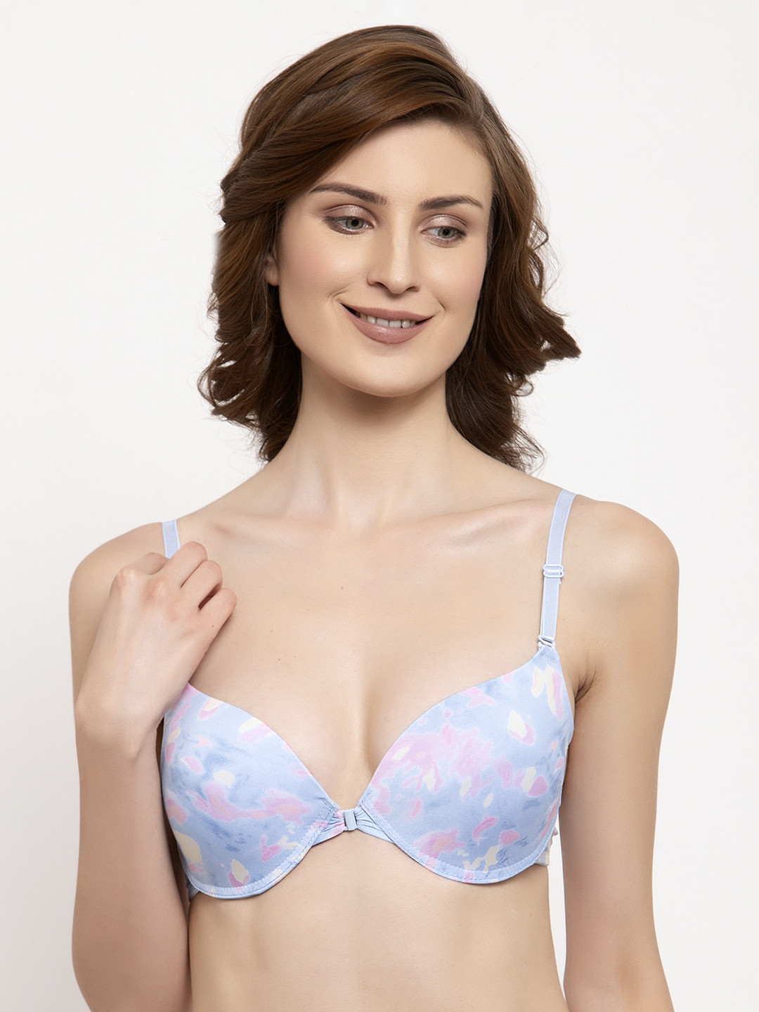 

PrettyCat Blue & Pink Printed Underwired Heavily Padded Push-Up Bra PC-BR-FO-CLD-30B