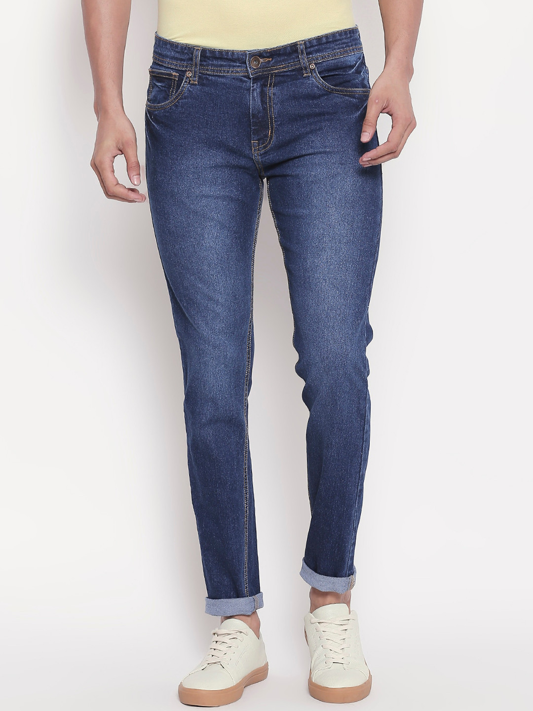 

High Star Men Plus Size Blue Slim Fit Mid-Rise Clean Look Stretchable Jeans