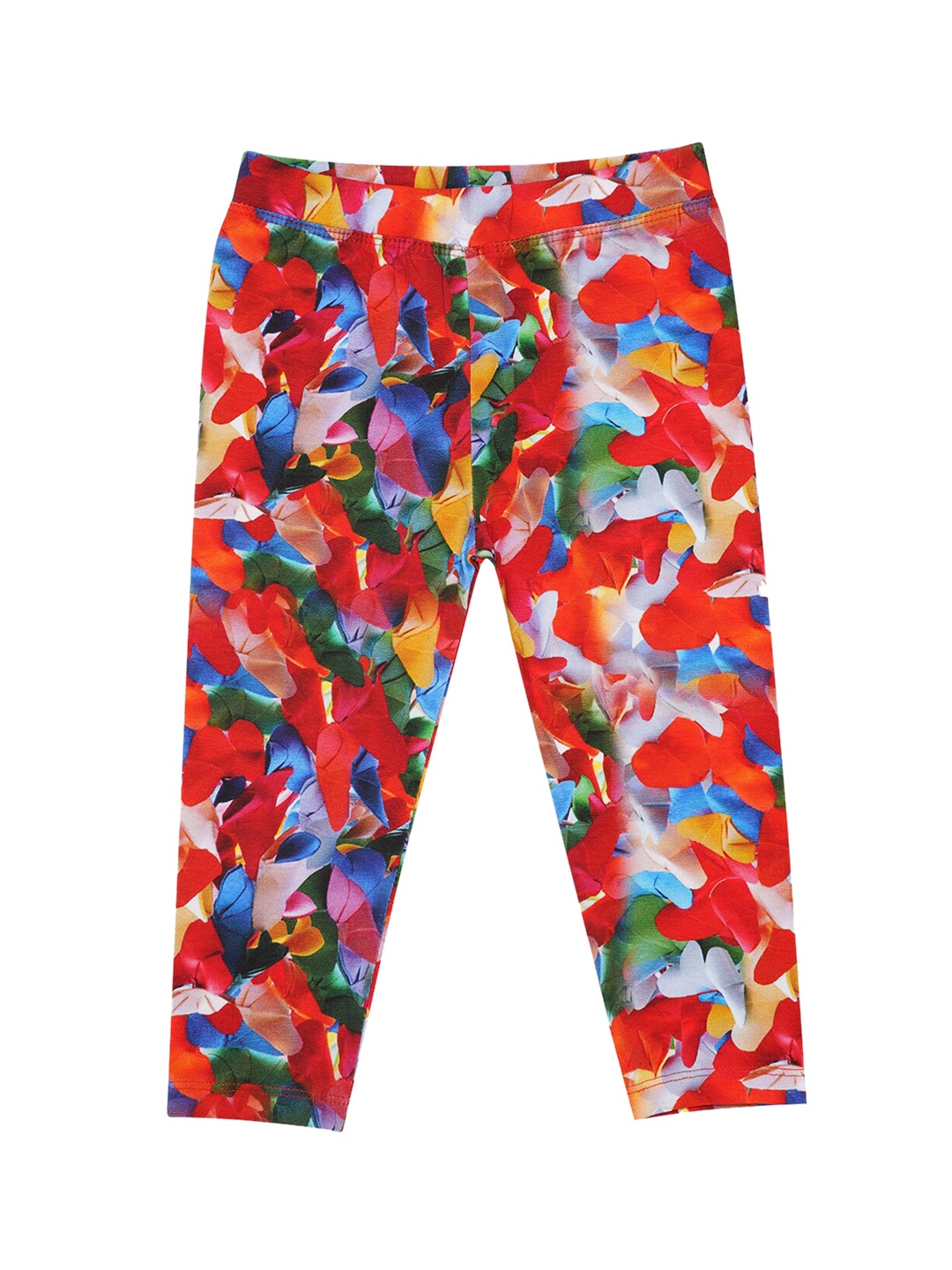 OHMS Girls Red & Green Digital Printed Three-Fourth Length Leggings