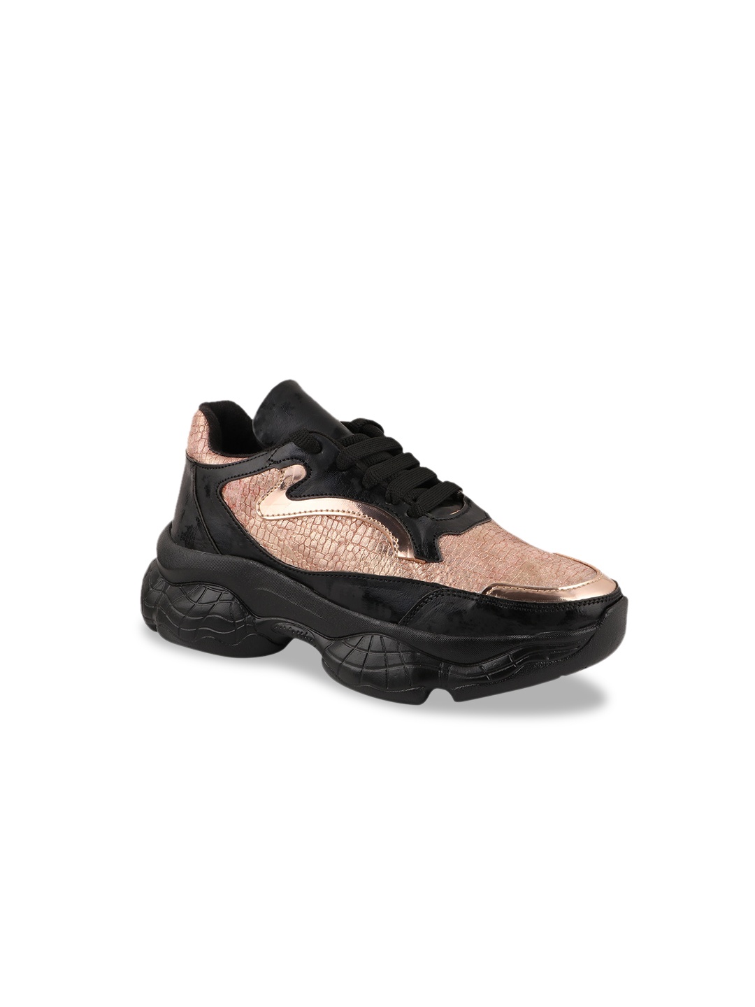 

Shoetopia Women Black & Brown Colourblocked Sneakers