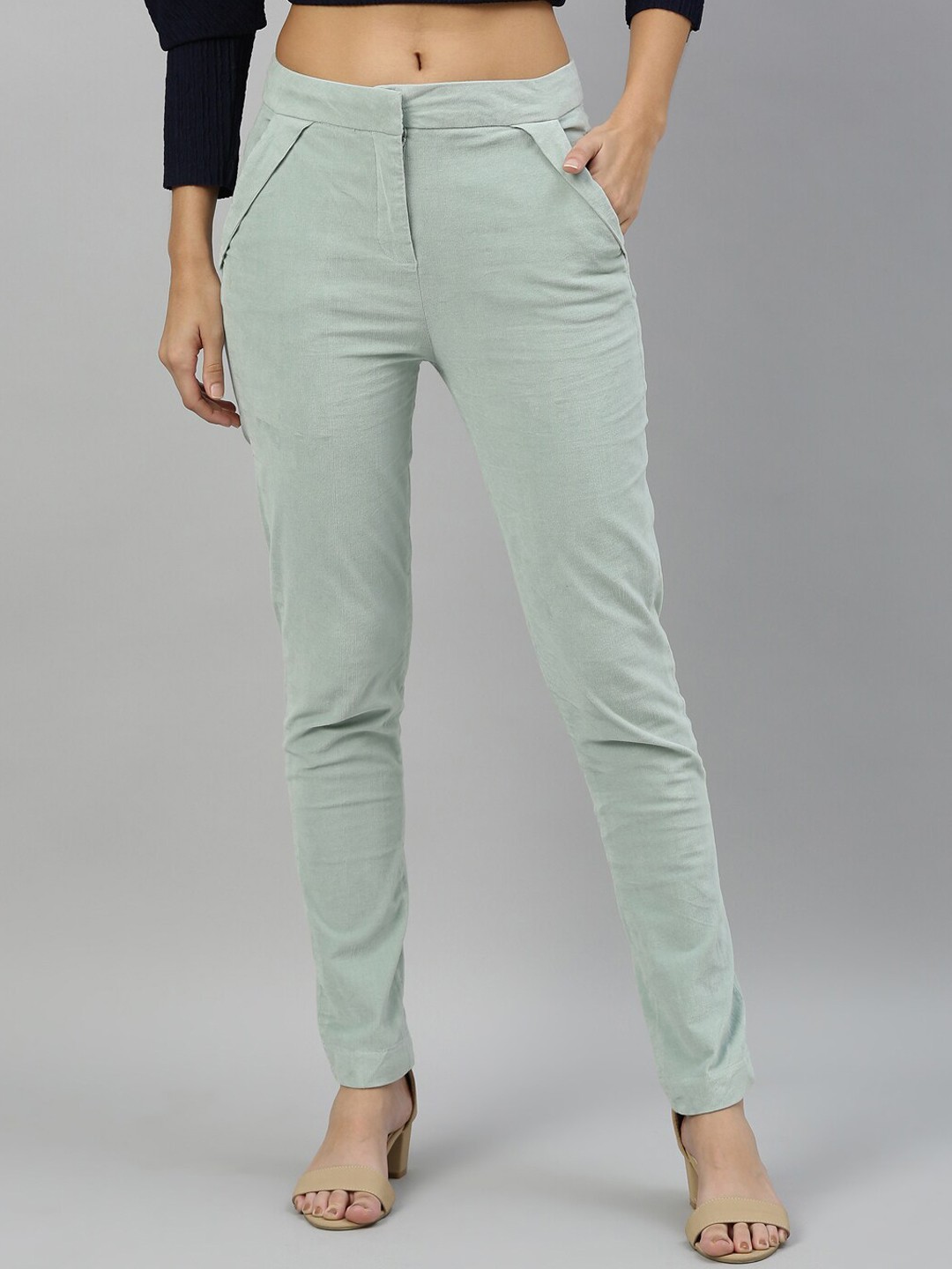 

RAREISM Women Green Slim Fit Solid Chinos
