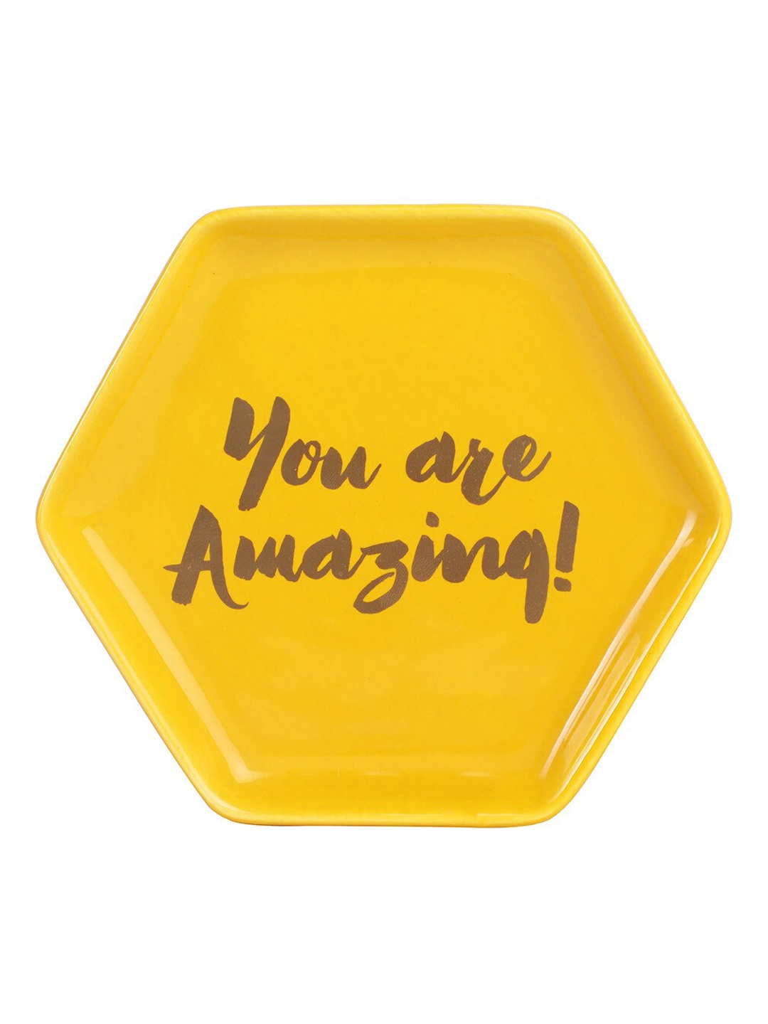 

Chumbak Yellow Printed You Are Amazing Mini Hexagon Tray