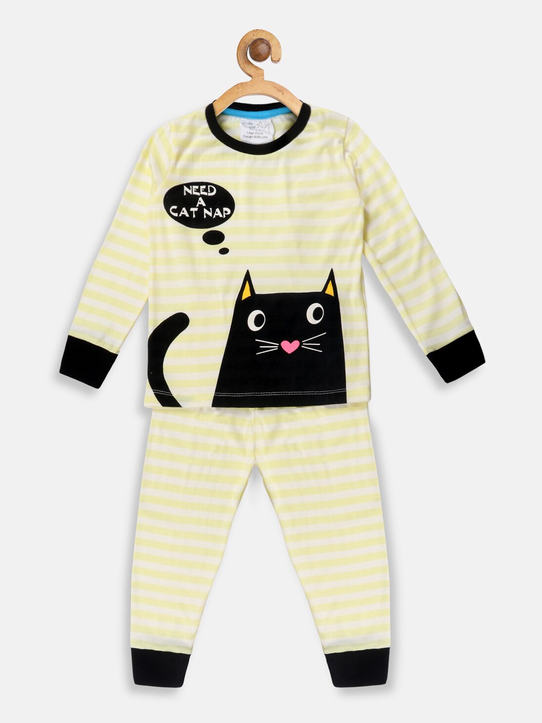 

Lazy Shark Boys Yellow & Black Printed Night suit