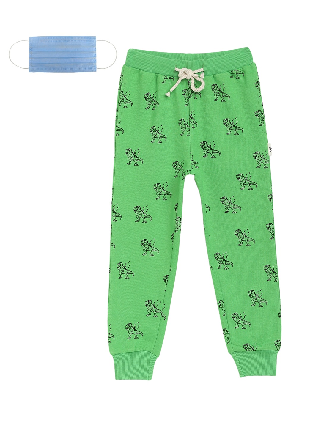 

Lil Tomatoes Boys Green Black Printed Straight-Fit Joggers