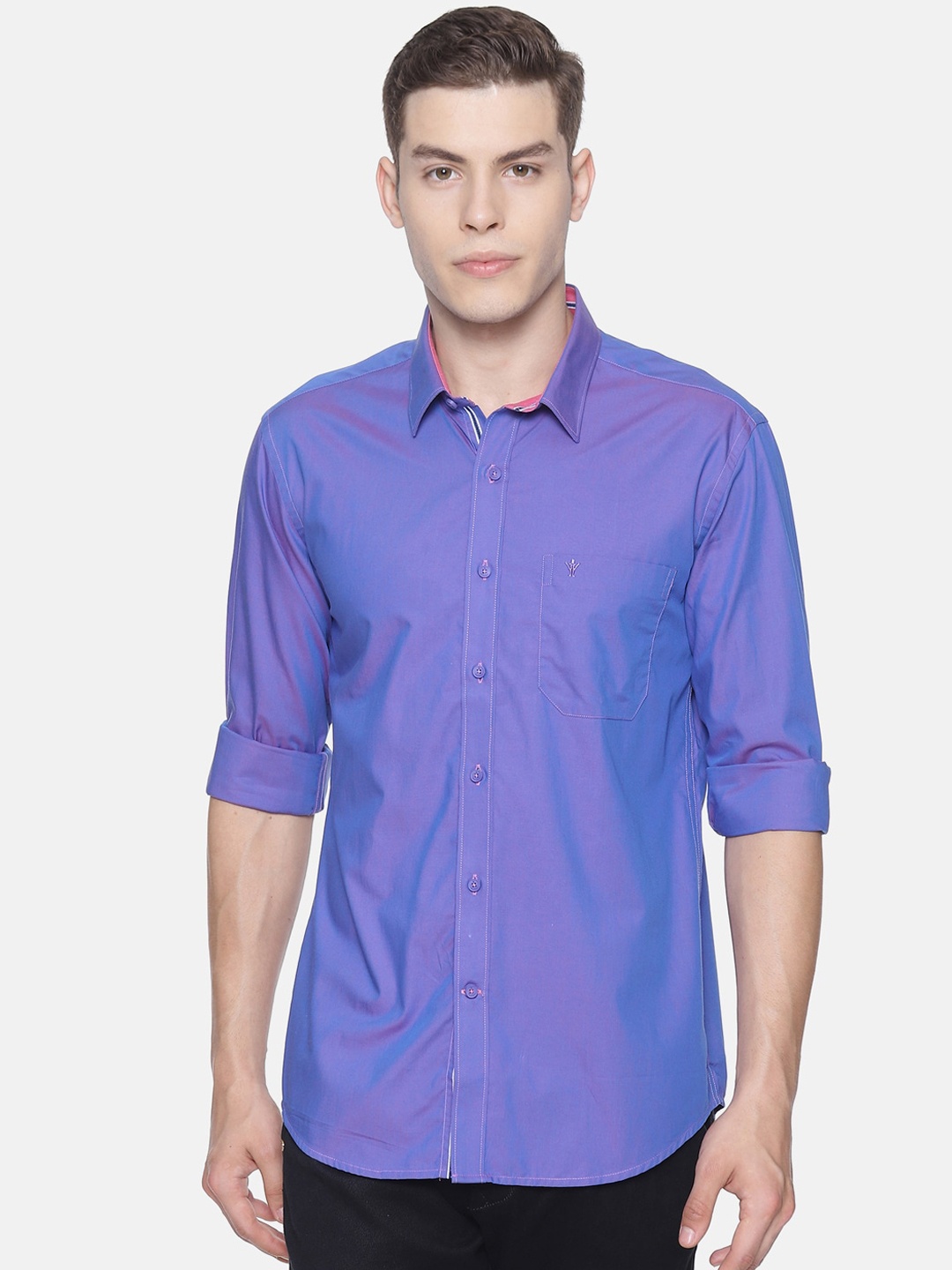 

Ramraj Men Purple Slim Fit Solid Casual Shirt