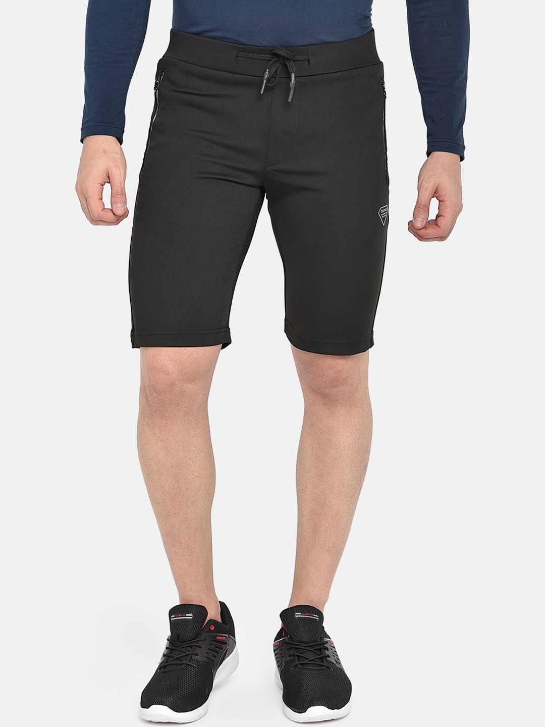 

beevee Men Black Solid Regular Fit Athleisure Wear Sports Shorts