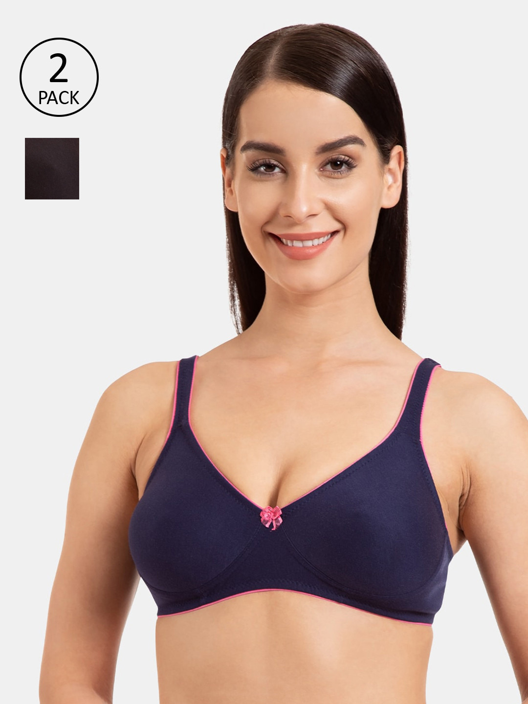 

Tweens Pack of 2 Solid Non-Wired Non Padded T-shirt Bra, Black