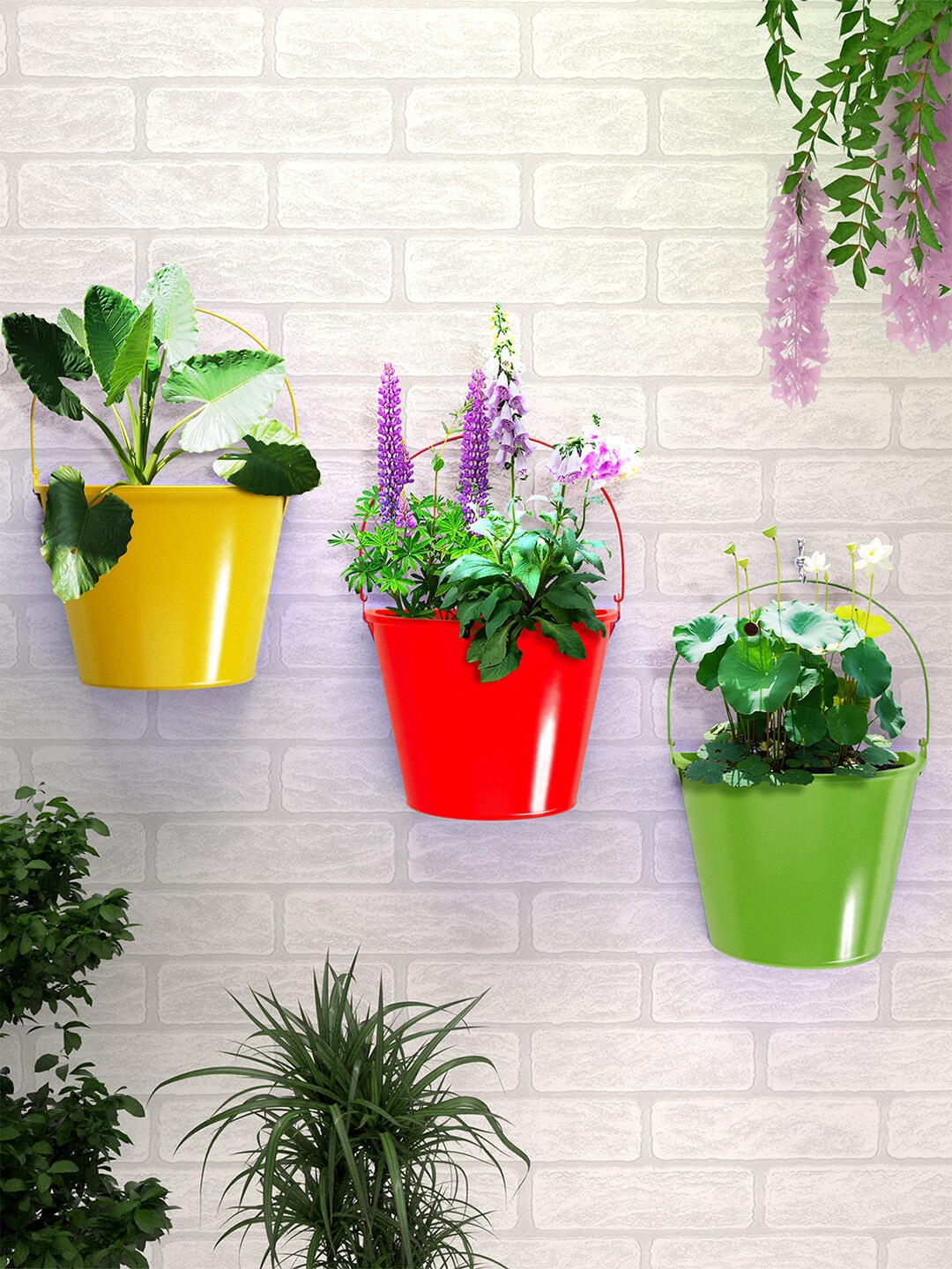 

Story@home Red & Green 3 Pcs Metal Bucket Pots