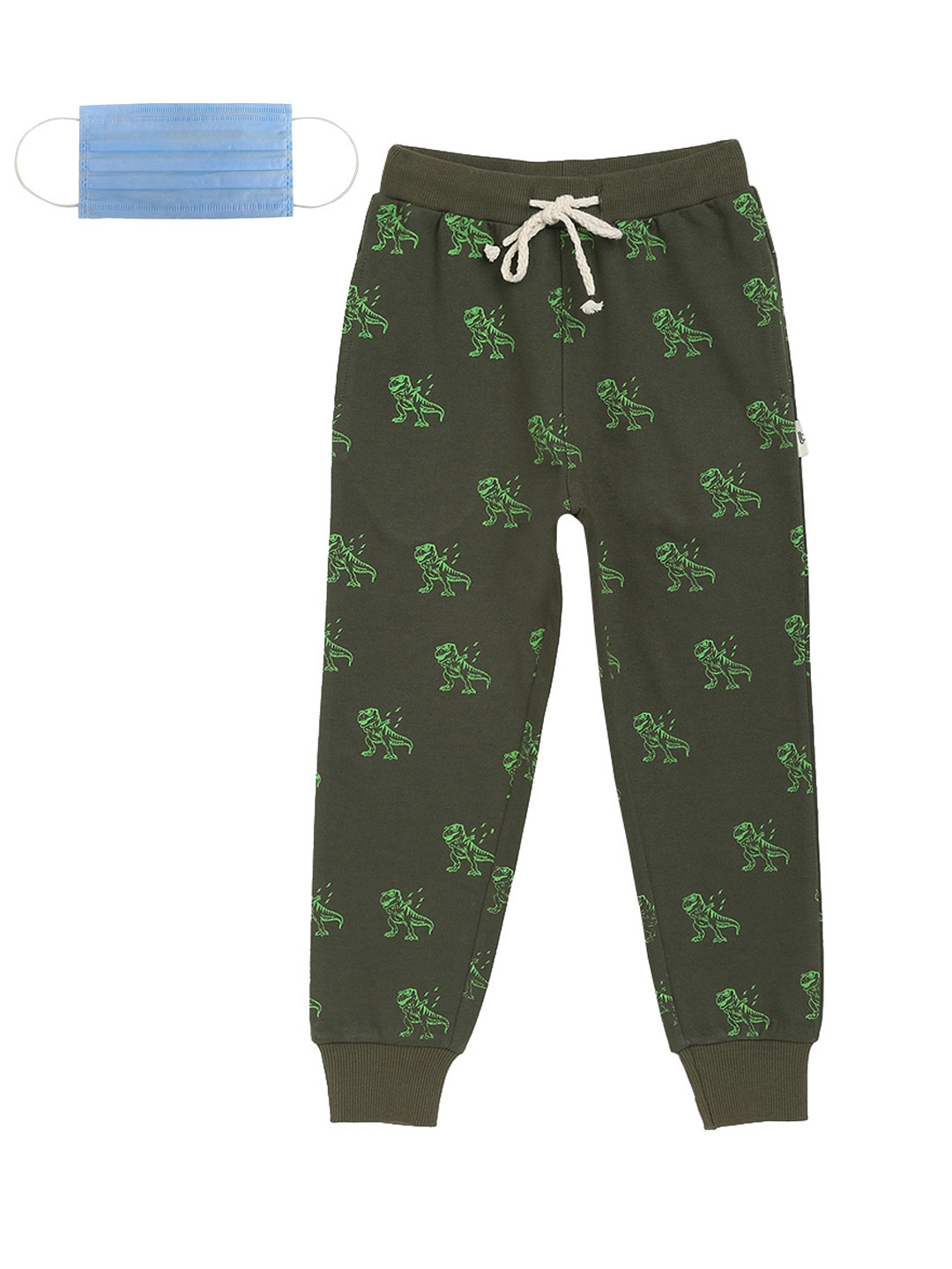 

Lil Tomatoes Boys Olive Green Printed Straight-Fit Joggers
