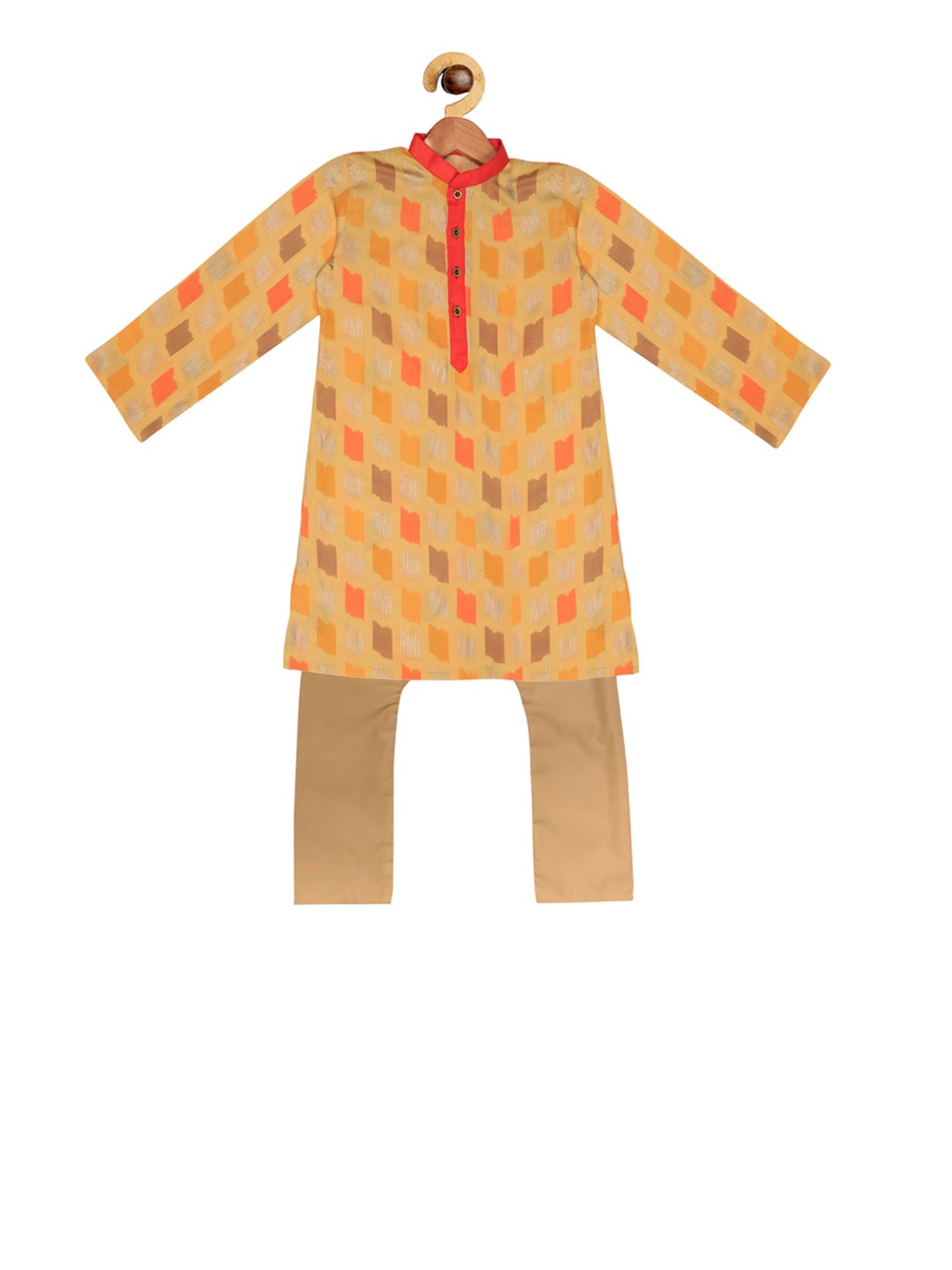 

SOULFULLY INDIAN Boys Yellow & Beige Printed Kurta with Pyjamas