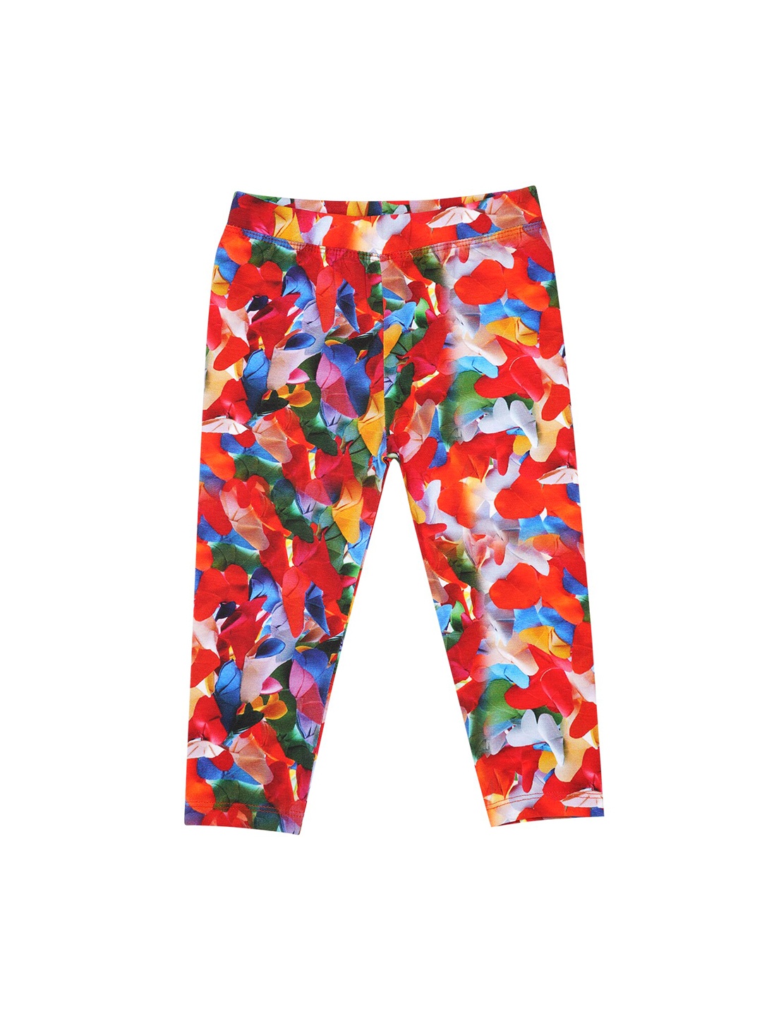 

OHMS Girls Red & Green Digital Printed Three-Fourth Length Leggings