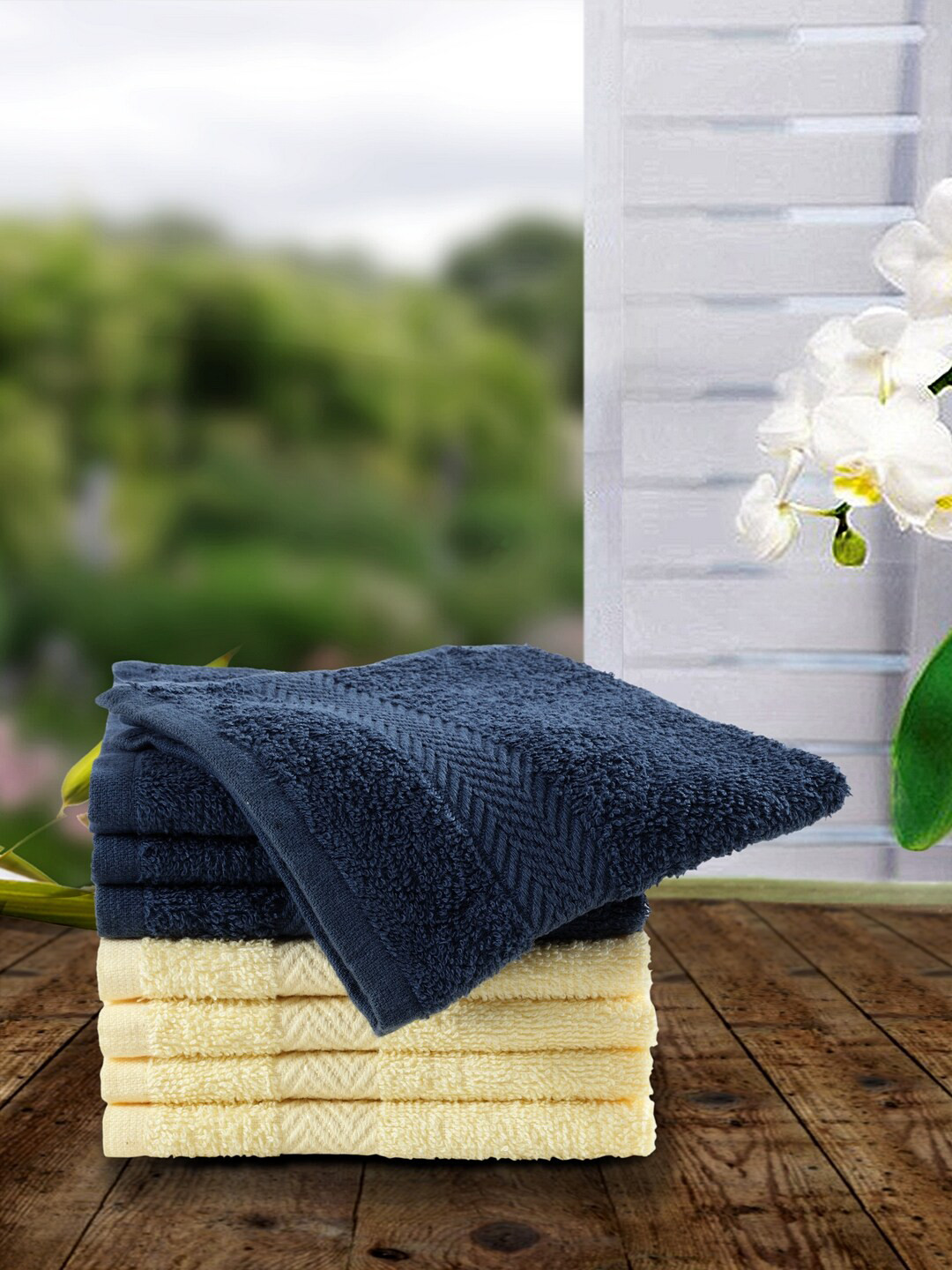 

BIANCA Set of 8 Egyptian Cotton 400 GSM Quick Dry Face Towels, Cream