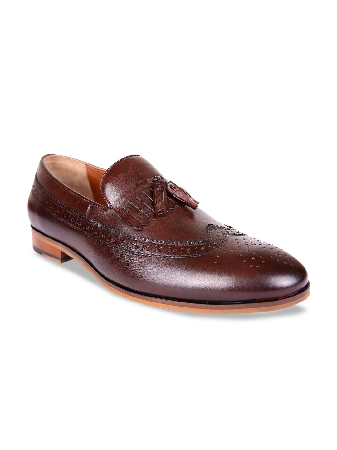 

San Frissco Men Brown Solid Leather Formal Loafers