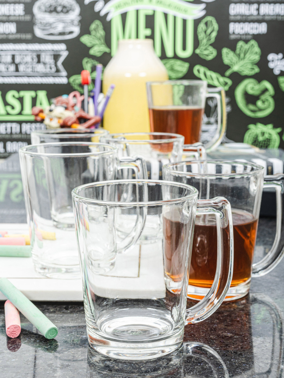 

GOODHOMES LUCKY 6 pcs Glass Coffee Mugs, Transparent